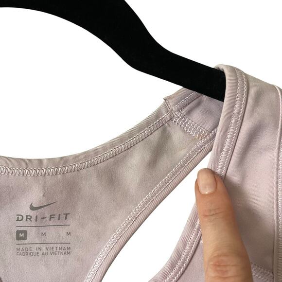Nike Womens Medium Racerback Sports Bra Pink Dri-Fit Workout Activewear Basic - Picture 4 of 8